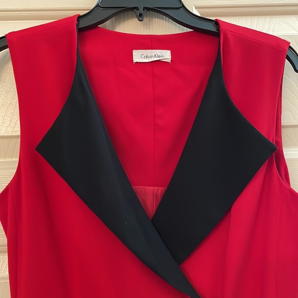 Calvin Klein red apple dress with black details size 8 like new - Picture 3 of 14